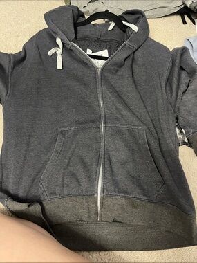 Men's Charcoal Gray Zip-Up Hoodie Sweatshirt